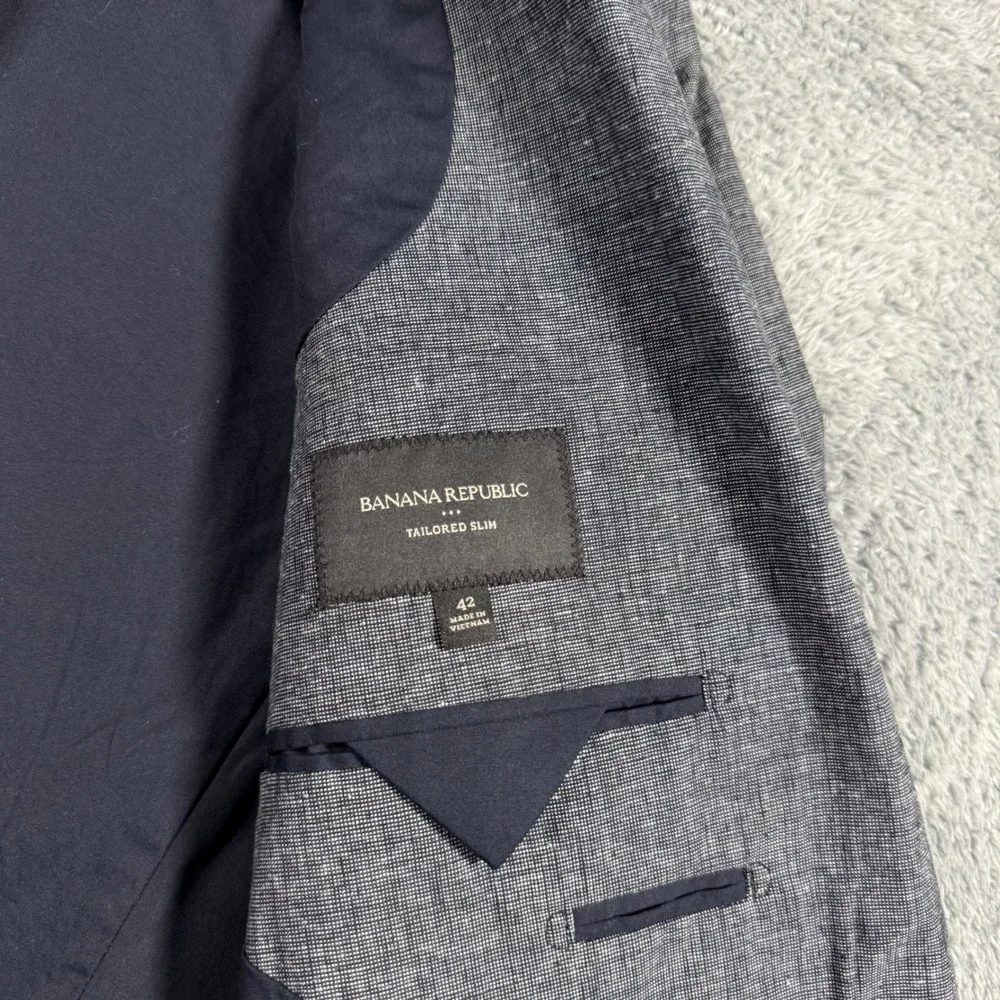 Banana Republic Tailored Slim Fit Linen‎ Cotton Blazer Jacket Grey 42 NEW $180